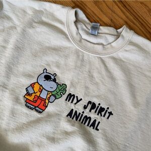 My Spirit Animal Shirt, Comfort Colors Sweatshirt, embroidered hippo, moo deng